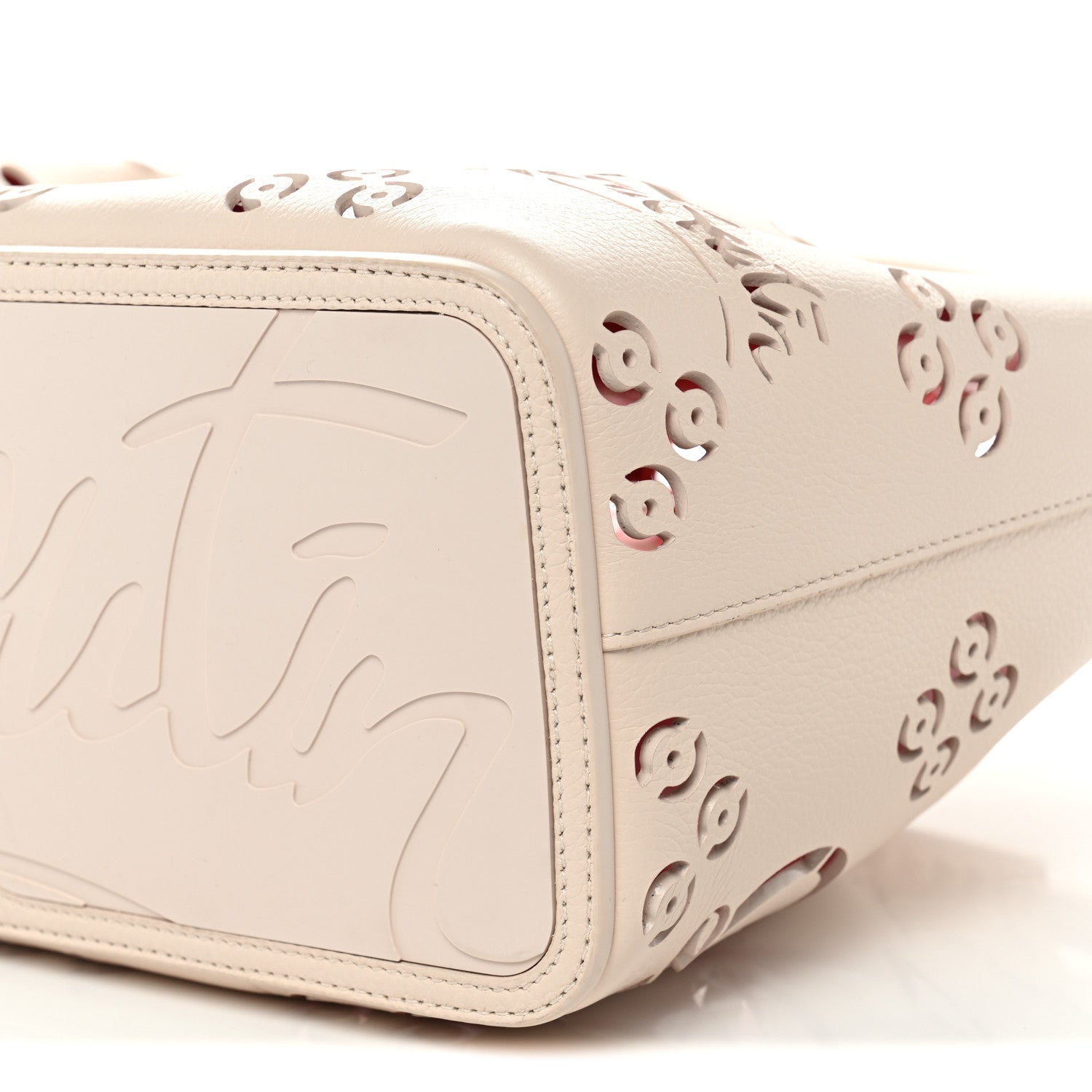 Calfskin Perforated Loubinthesky Spikes Large Cabarock Tote Leche