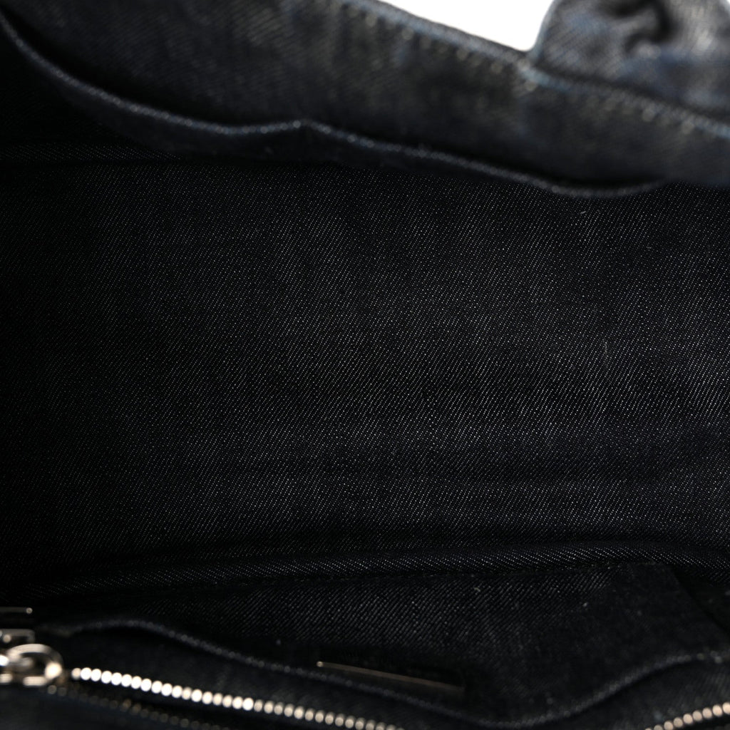 Canapa Denim Crystal Rivet Studded Tote Avio