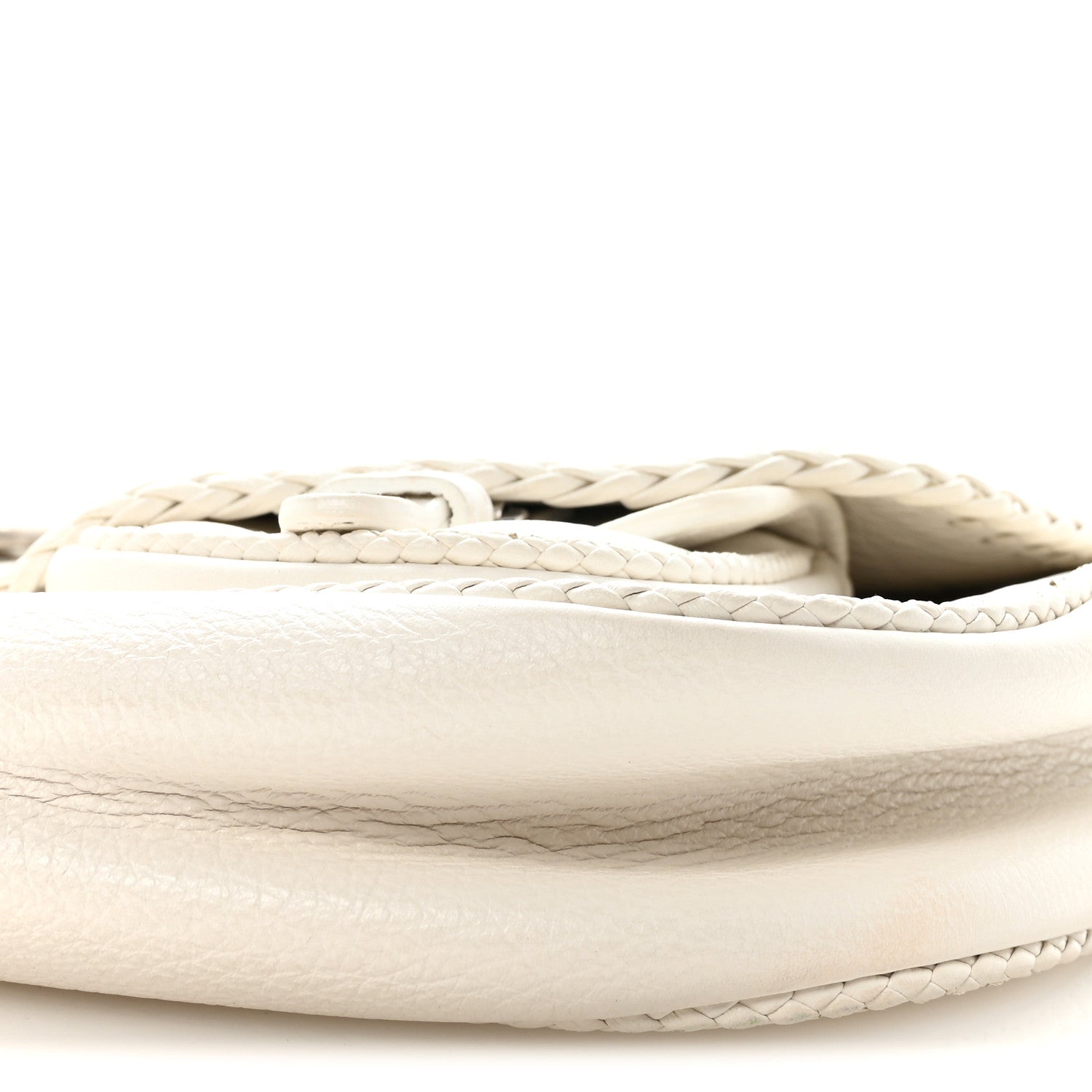 Calfskin Braided Gaucho Double Saddle Bag White
