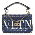 Nappa VLTN Print Medium Rockstud Spike Shoulder Bag Pure Blue White