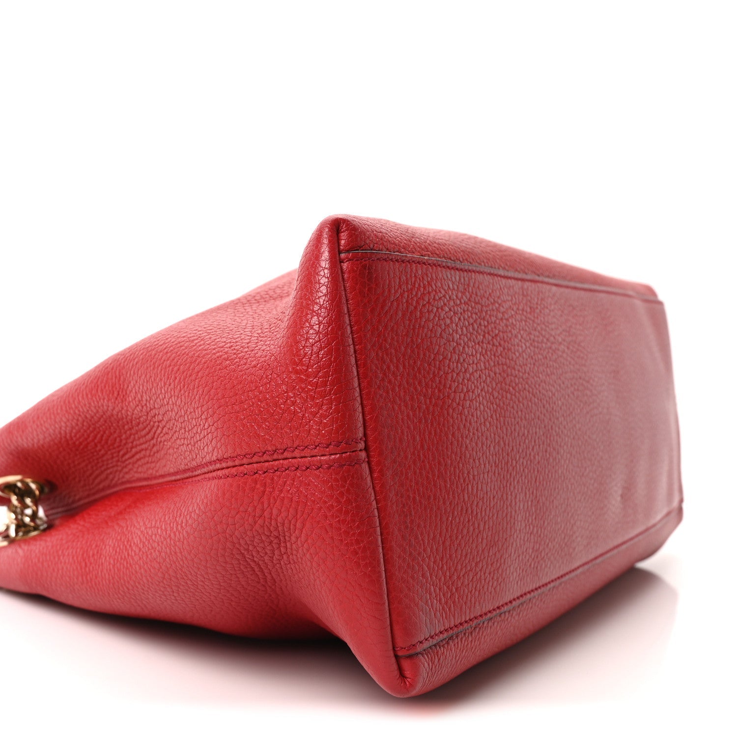 Pebbled Calfskin Medium Soho Chain Shoulder Bag Tabasco Red