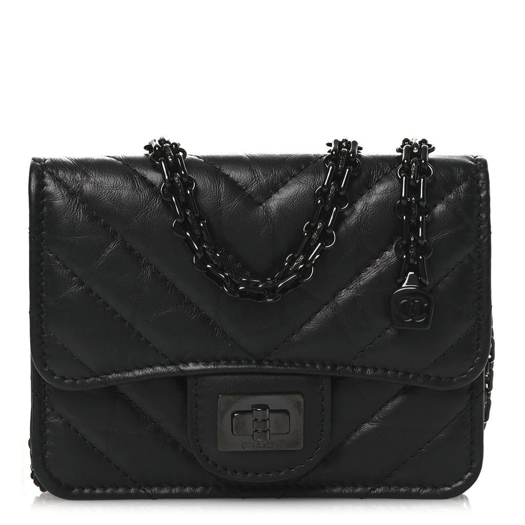 Aged Calfskin Chevron Quilted Reissue Belt Bag So Black