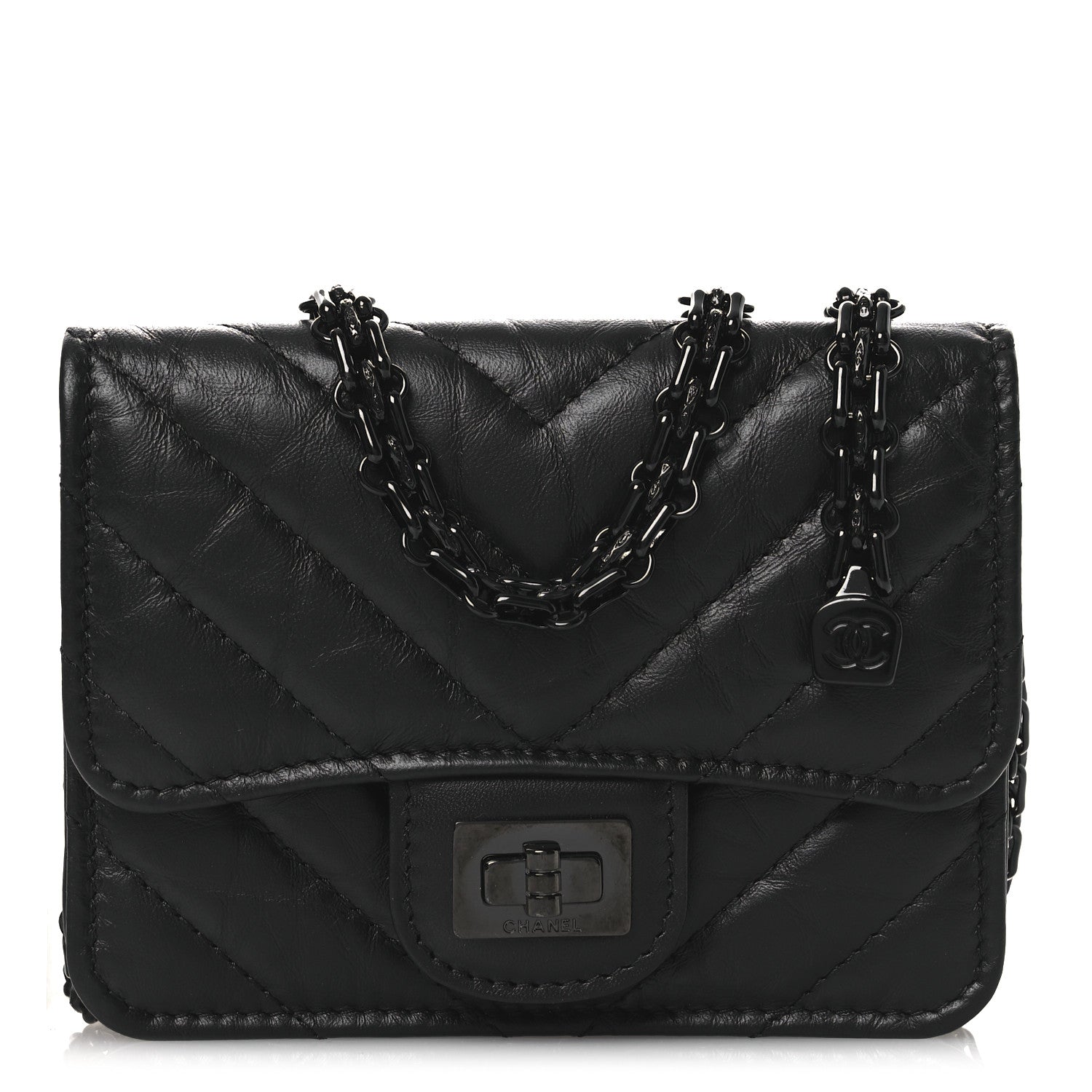 Aged Calfskin Chevron Quilted Reissue Belt Bag So Black