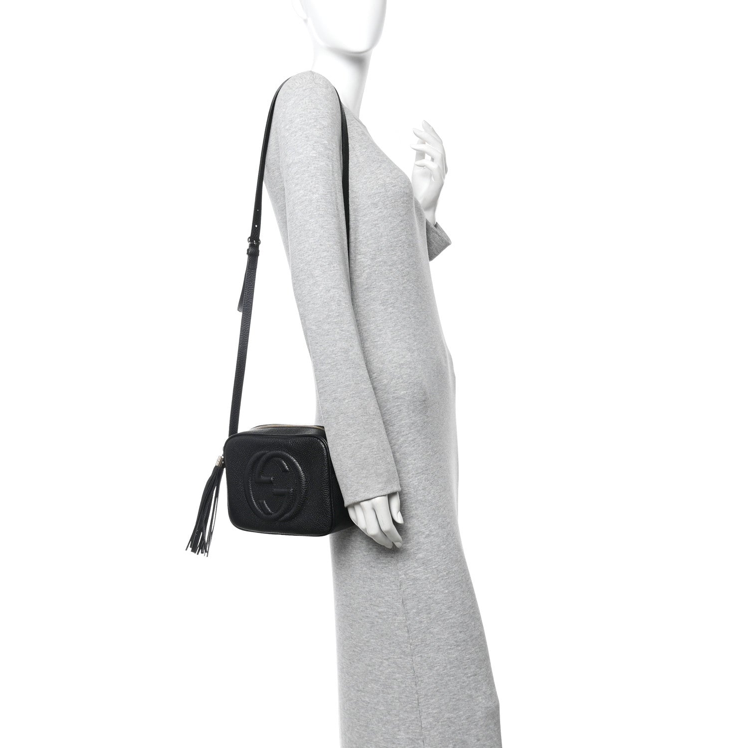 Pebbled Calfskin Small Soho Disco Bag Black
