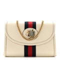 Textured Calfskin Web Mini Rajah Slim Flap Shoulder Bag Mystic White