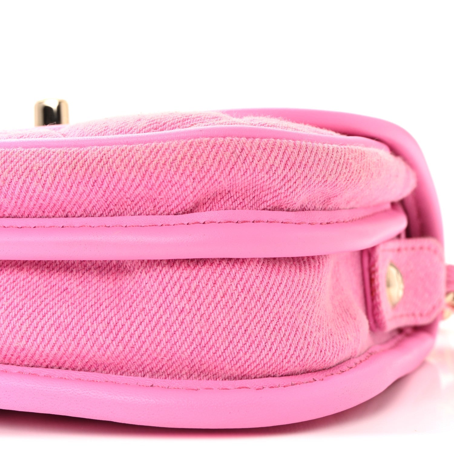Denim Quilted Mini Messenger Flap Neon Pink