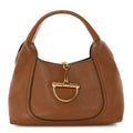Grained Calfskin Softbit Medium Shoulder Bag Brown