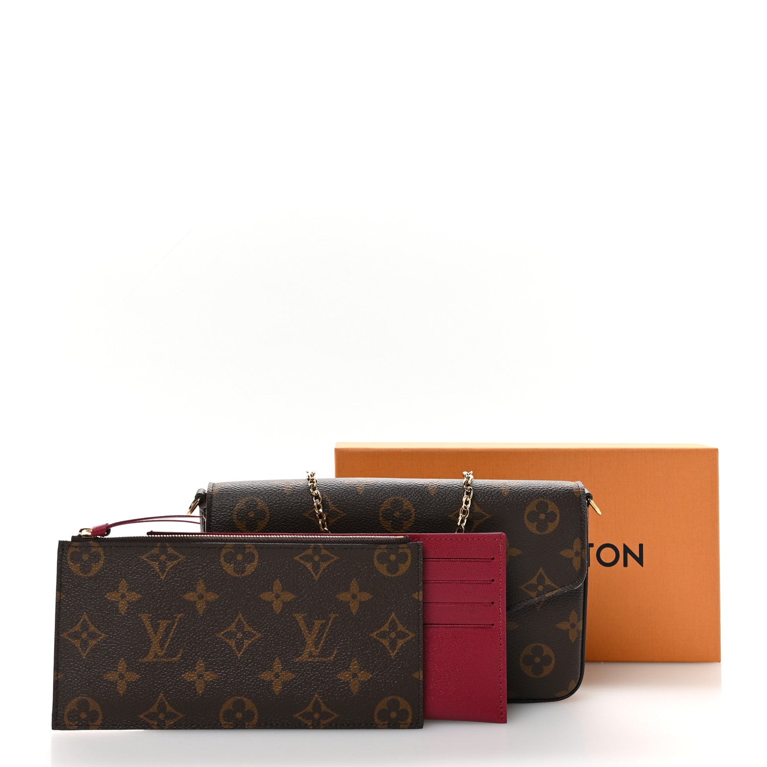 Monogram Pochette Felicie Chain Wallet Fuchsia