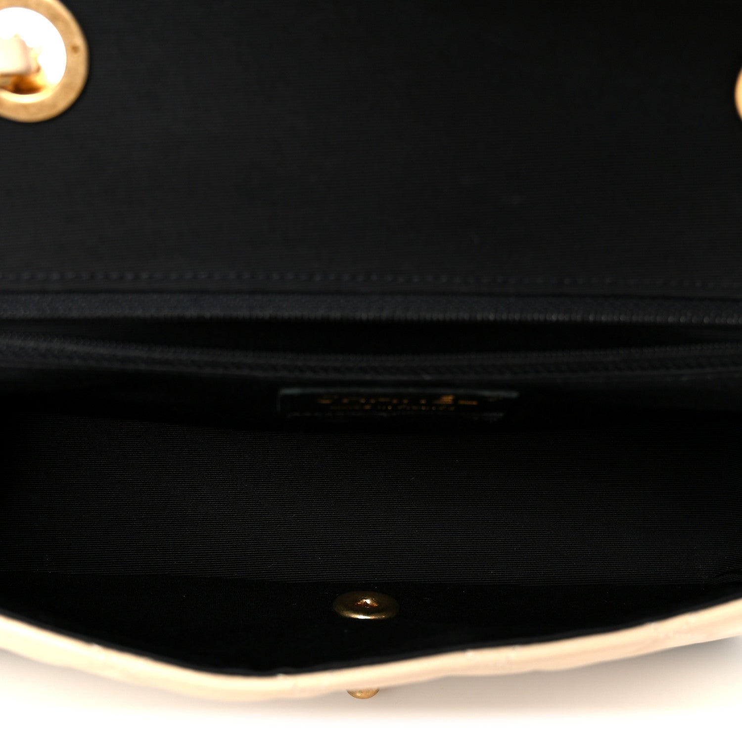 Lambskin Quilted Medium Elegant CC Flap Beige Black