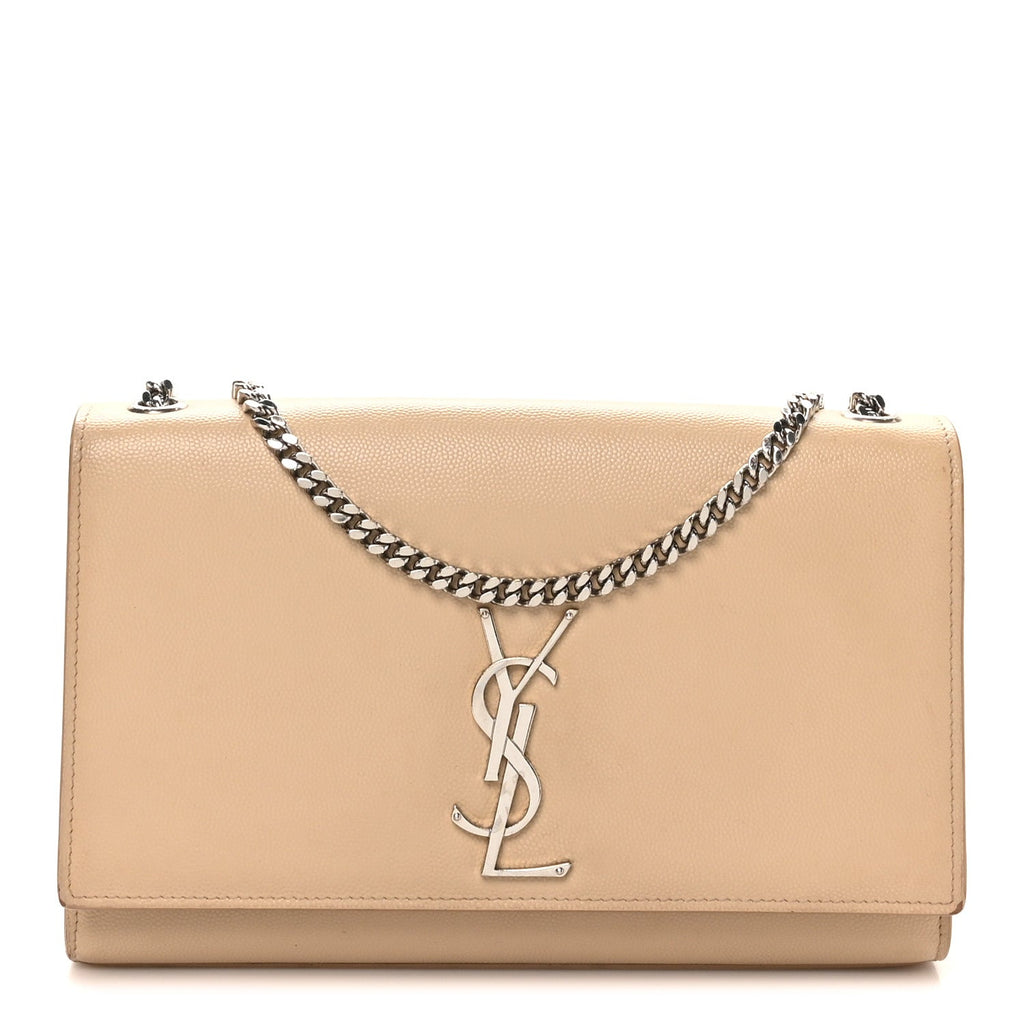 Grain De Poudre Medium Monogram Kate Satchel Sable Beige