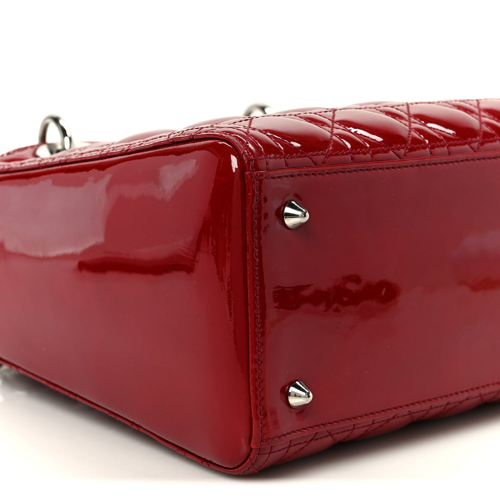 Patent Cannage Medium Lady Dior Red