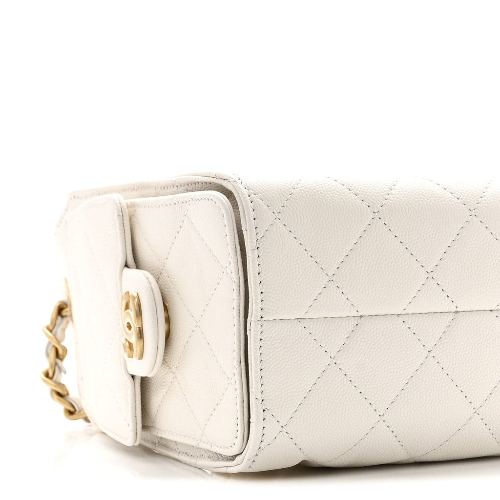 Caviar Quilted Mini Chanel 25 Handbag White