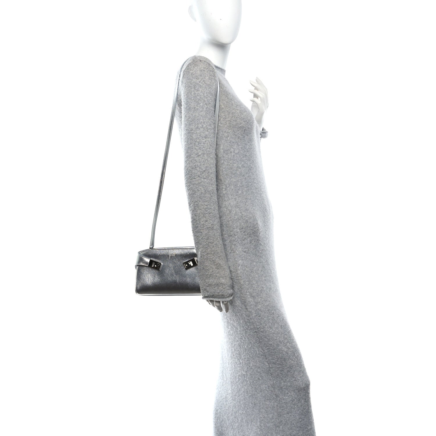 Metallic Lambskin Mini Hug Crossbody Bag Argento