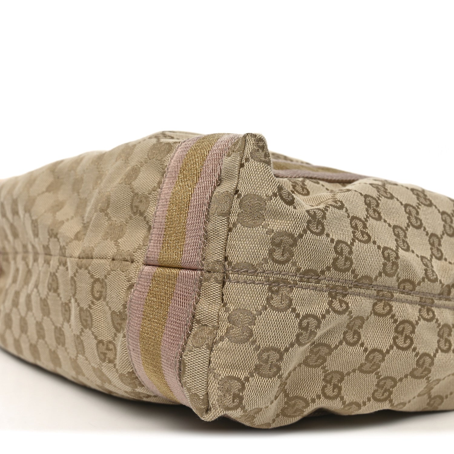 GG Monogram Medium Web Handle Vertical Tote Pink Gold