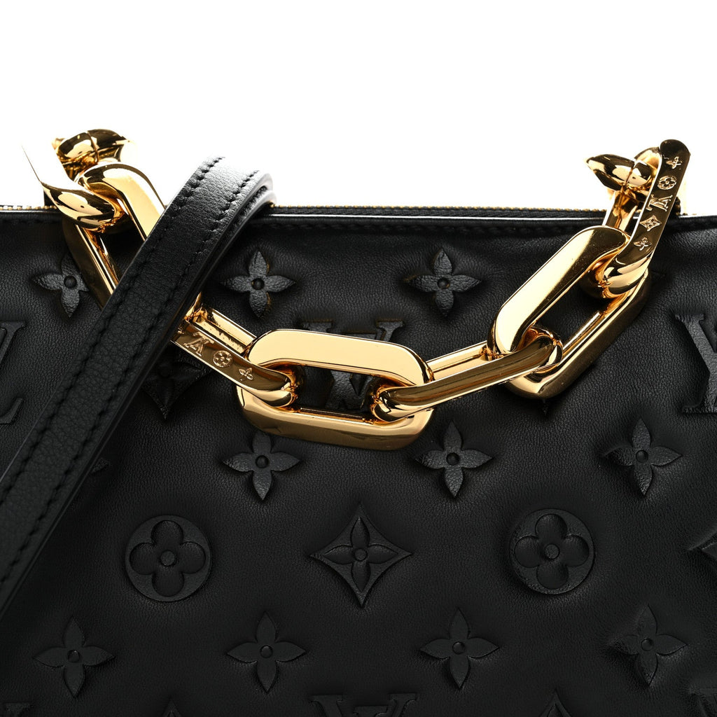 Lambskin Embossed Monogram Coussin BB Black