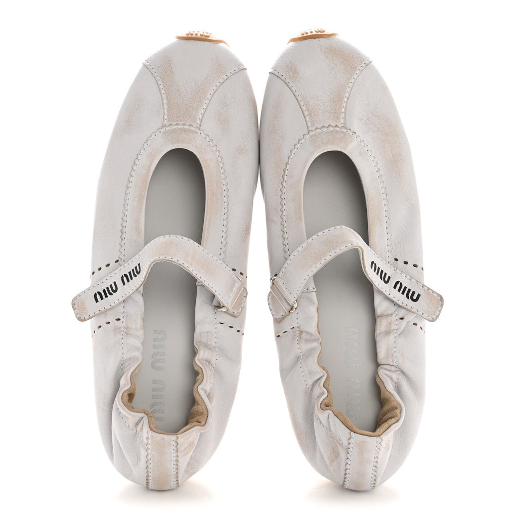 Bleached Nappa Womens Plume Mary Jane Ballerina Sneakers 39 Bianco