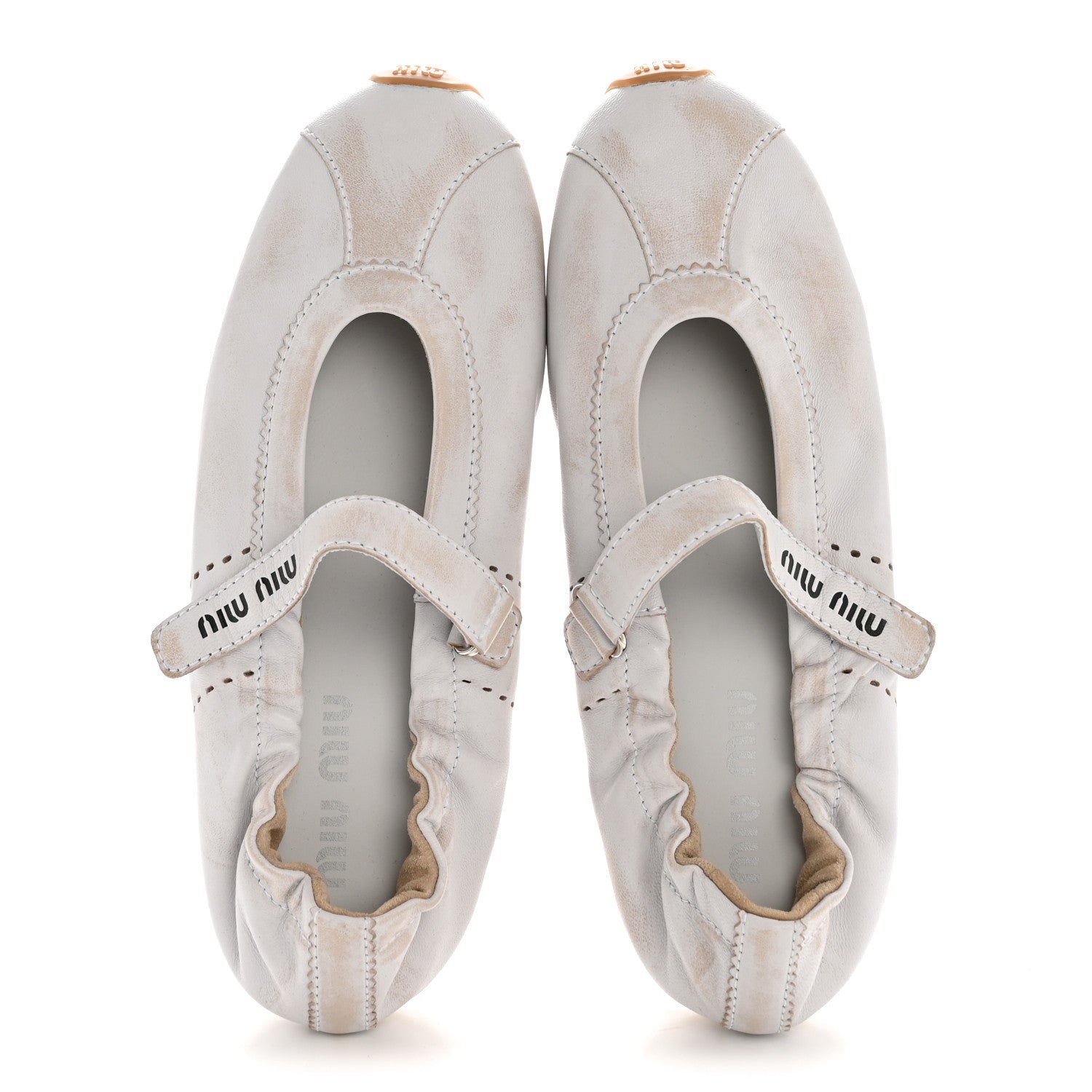 Bleached Nappa Womens Plume Mary Jane Ballerina Sneakers 39 Bianco
