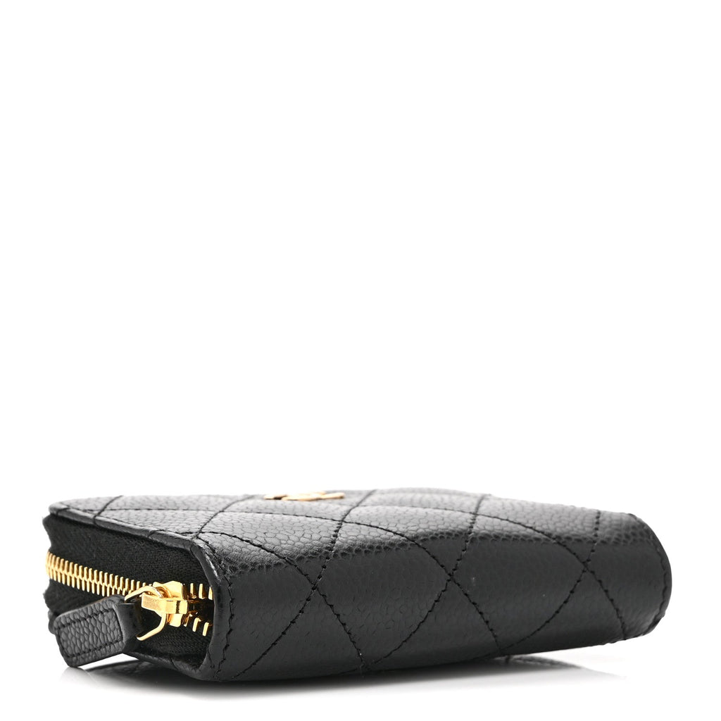 Caviar Quilted Zip Coin Purse Black