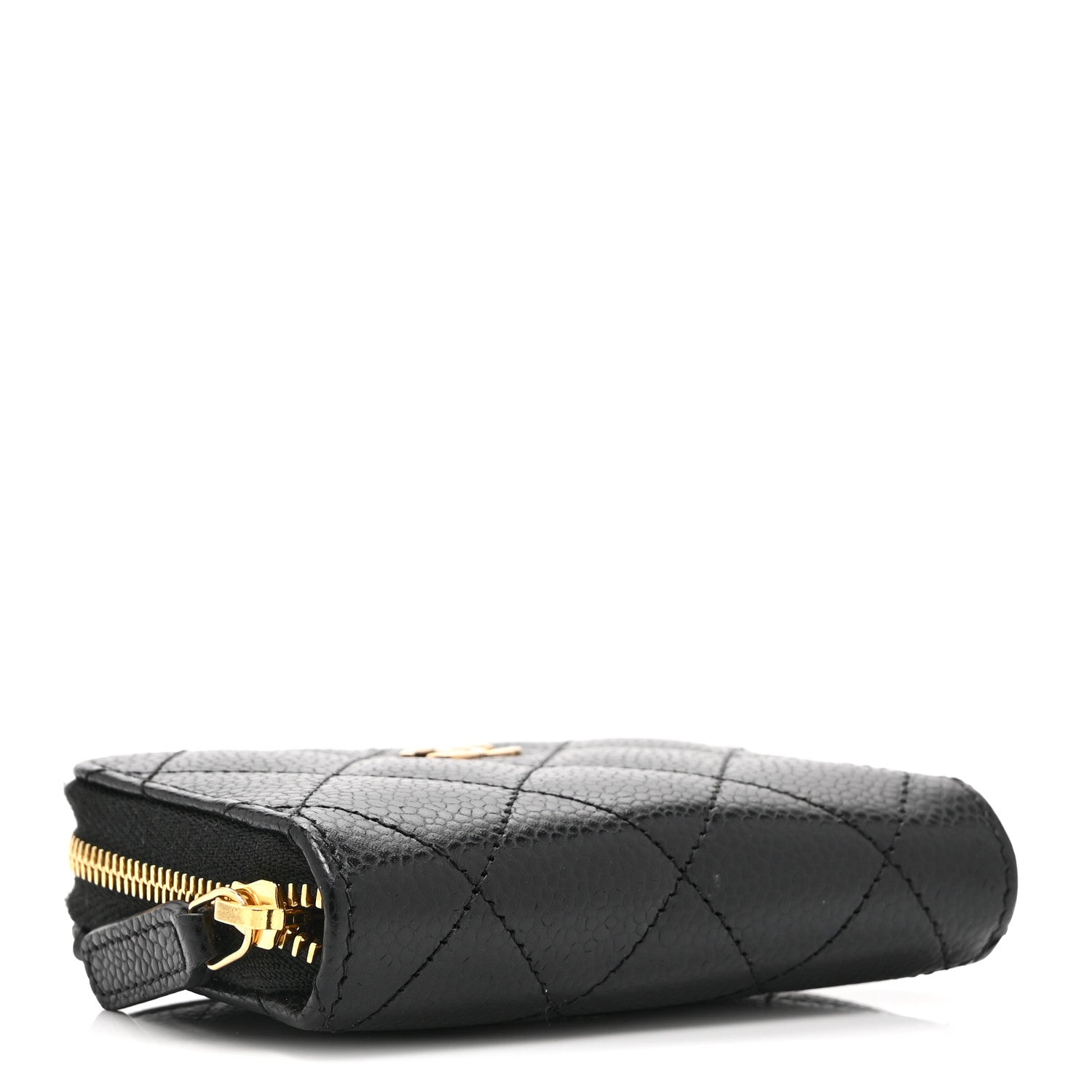 Caviar Quilted Zip Coin Purse Black