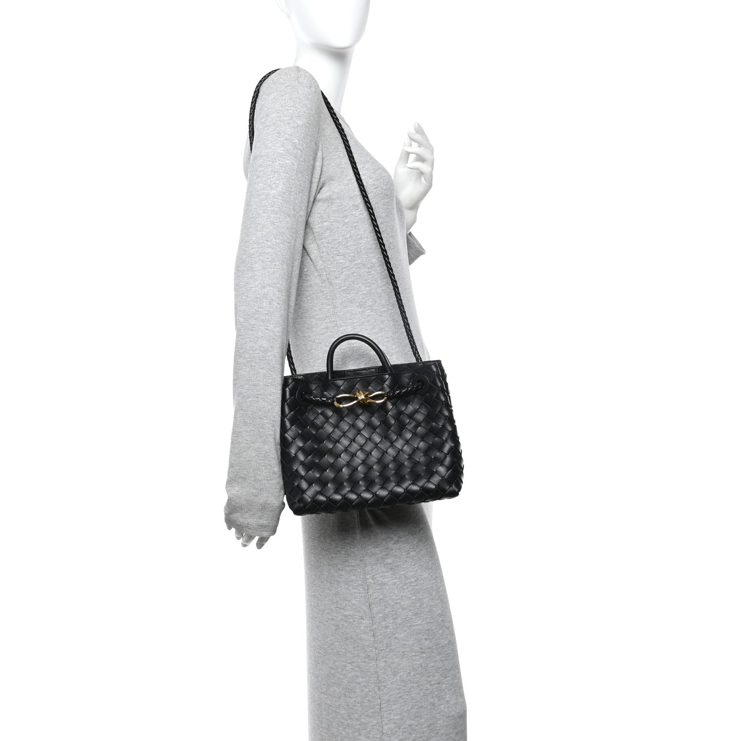 Nappa Intrecciato Small Andiamo Shoulder Bag Black
