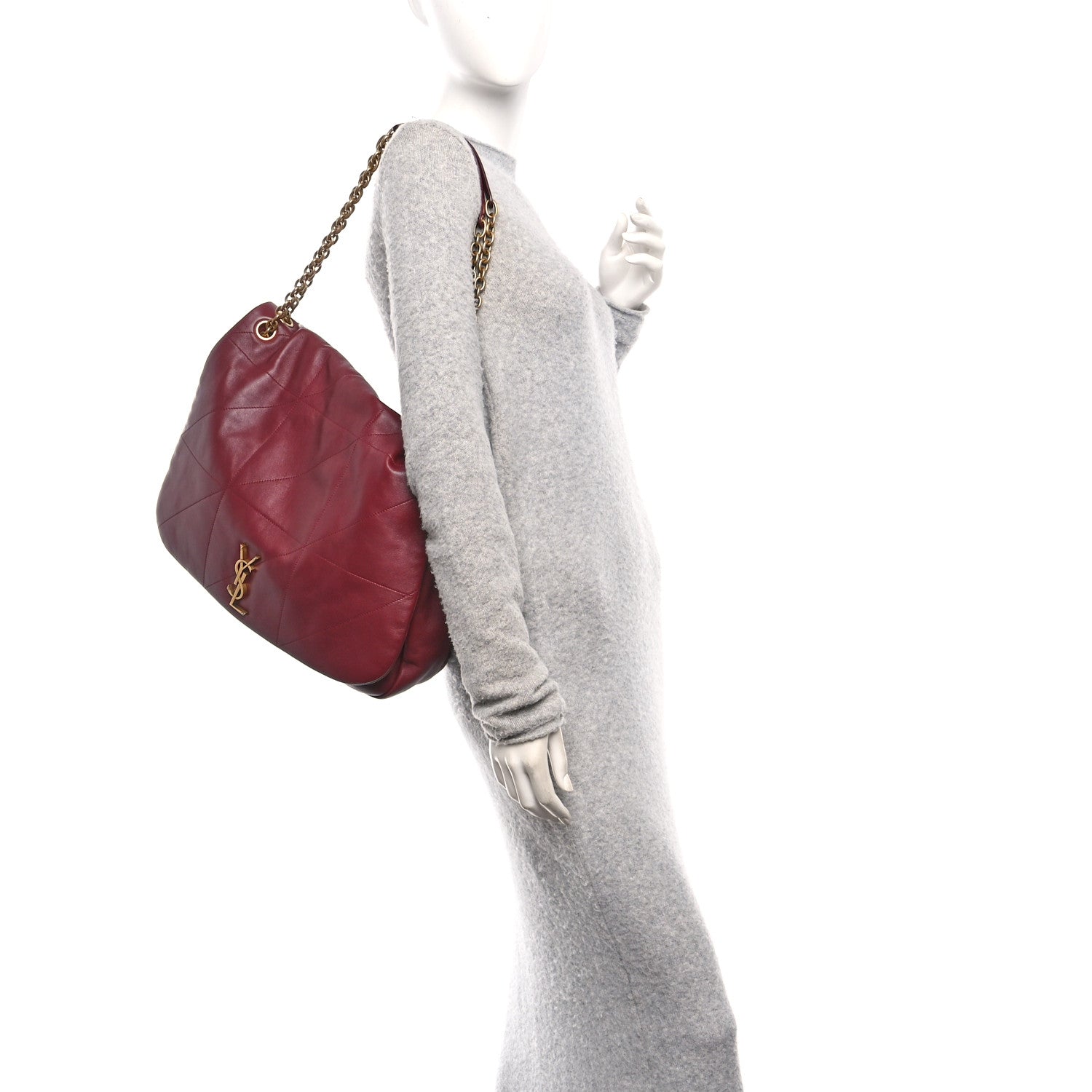 Lambskin Matelasse Monogram Large Jamie 4.3 New Dark Bordeaux