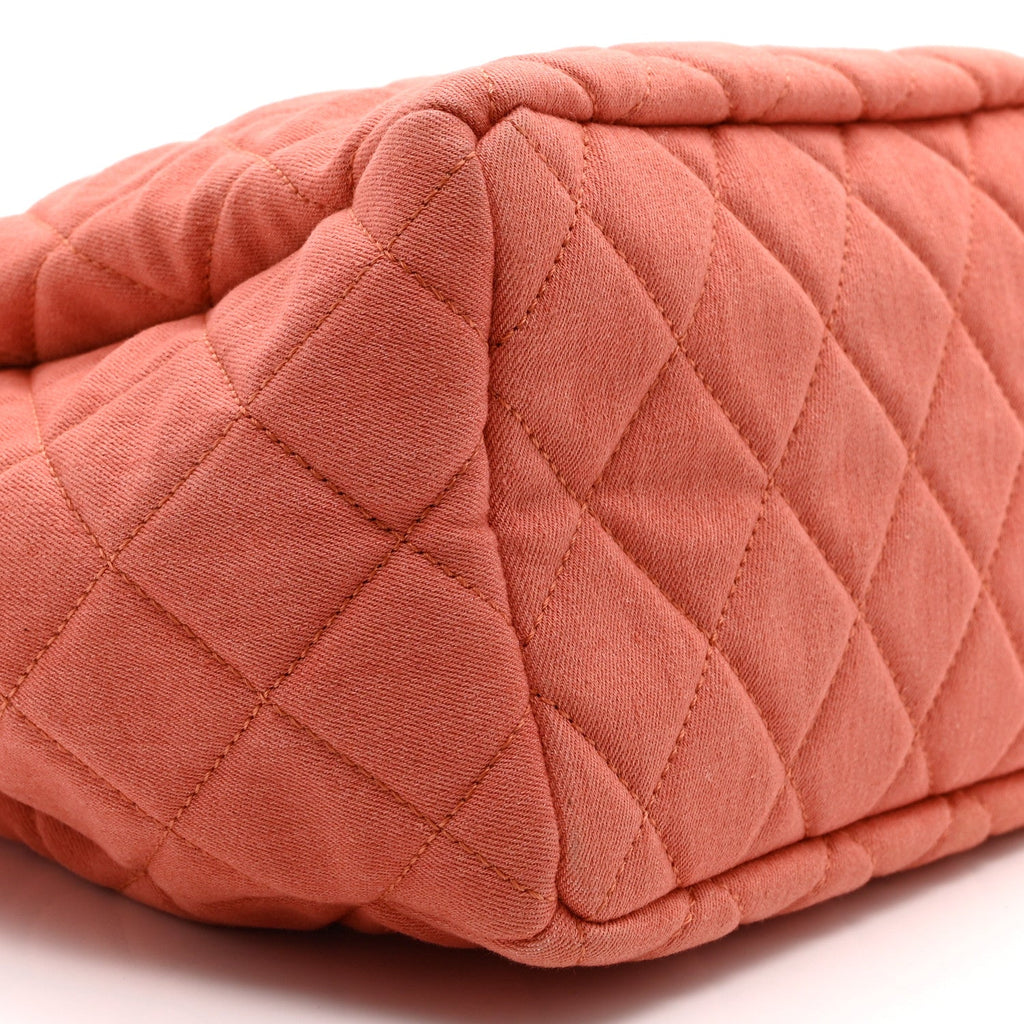 Washed Denim Quilted Small Urban Spirit Drawstring Bag Orange