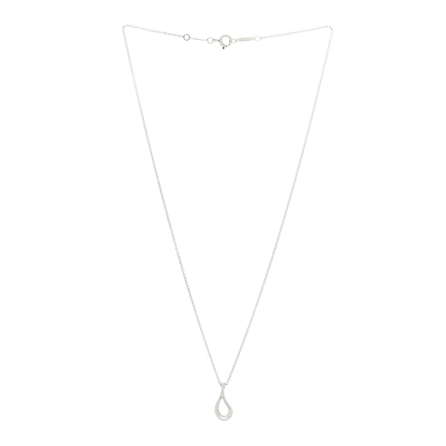 Sterling Silver Elsa Peretti Open Tear Drop Pendant Necklace