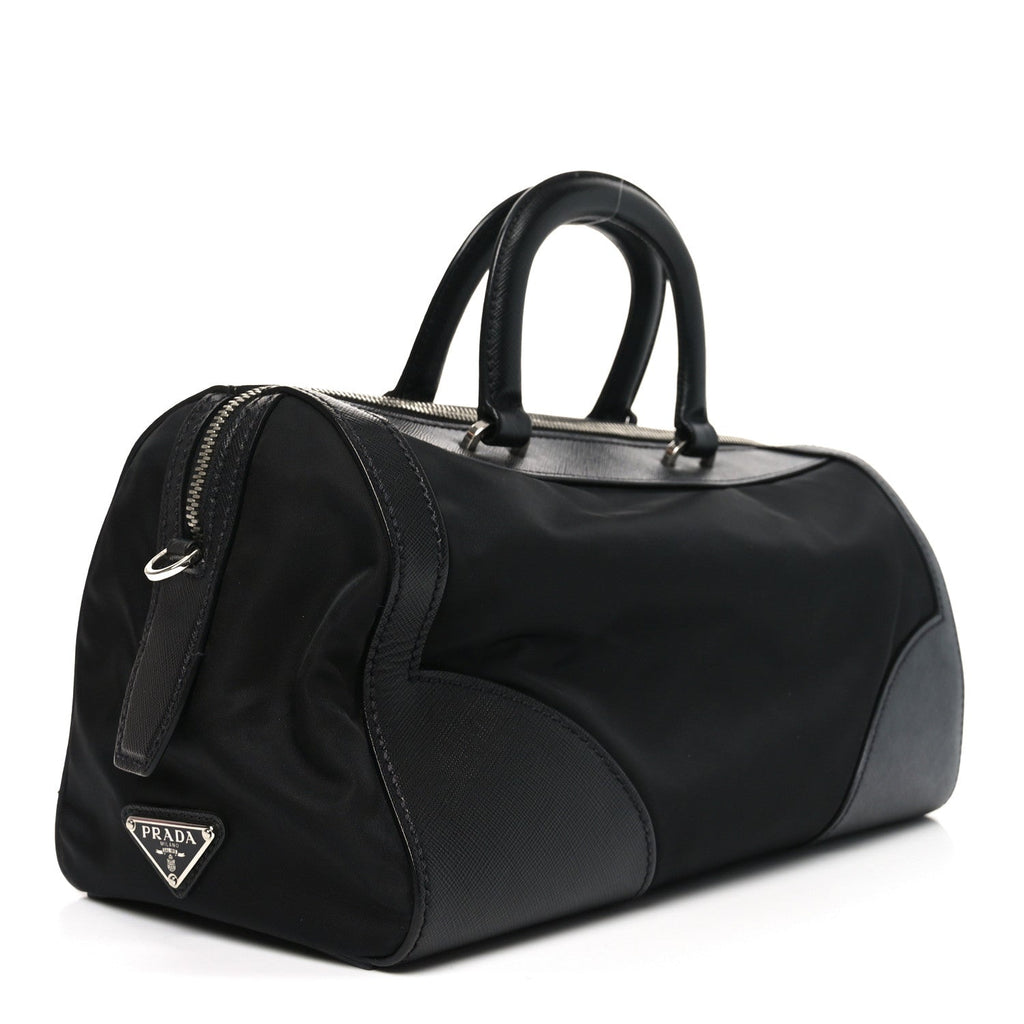 Nylon Saffiano Top Handle Bag Black