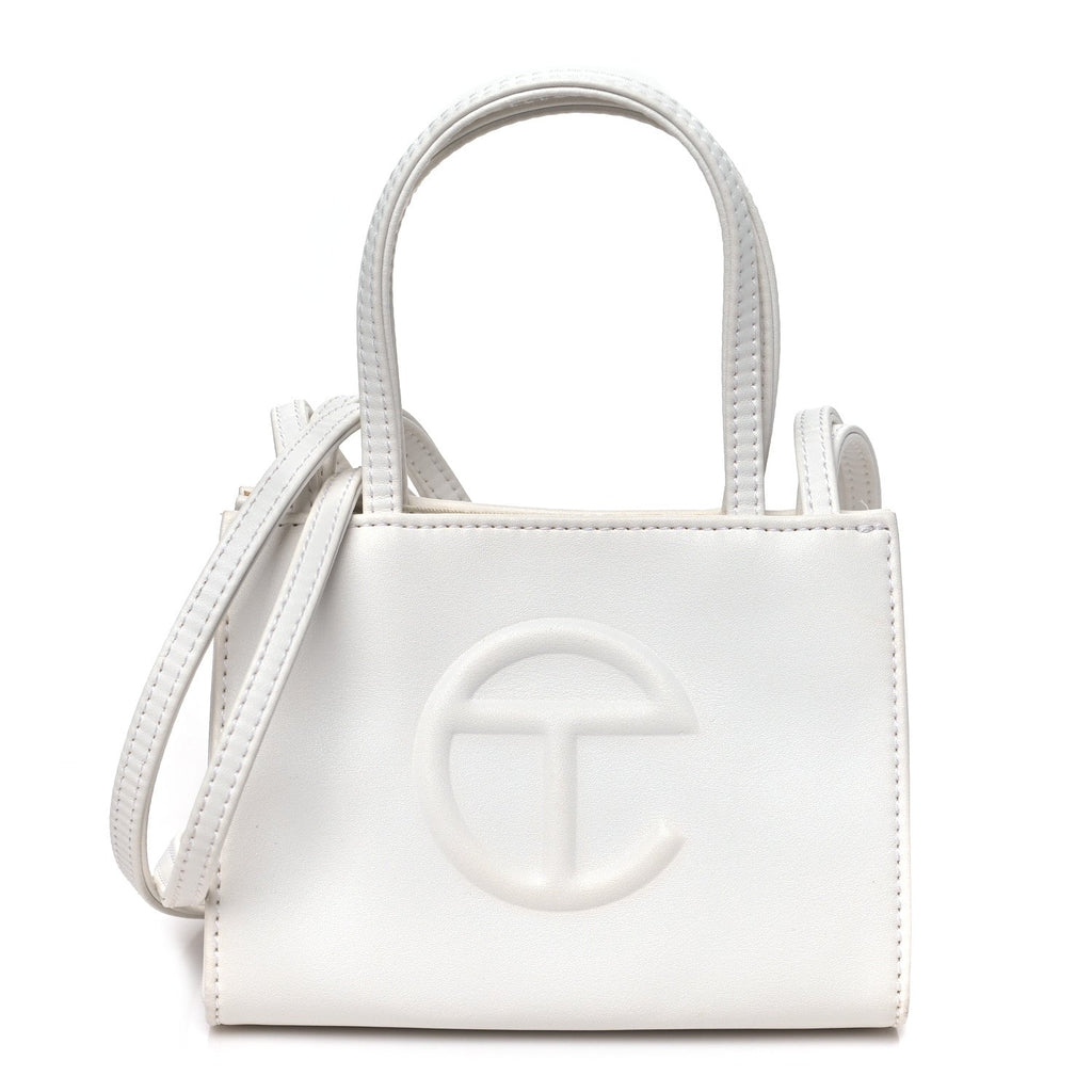 Vegan Leather Small Shopping Bag White