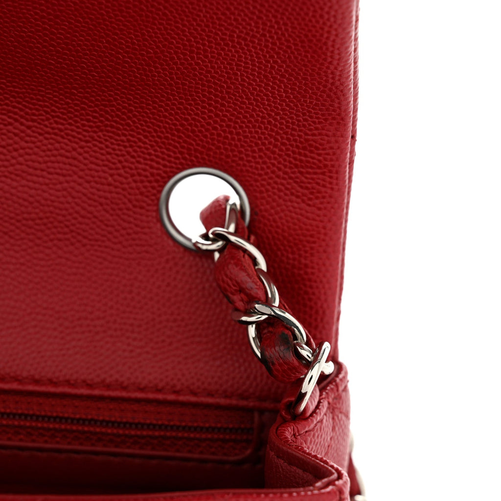 Caviar Quilted Mini Rectangular Flap Dark Red