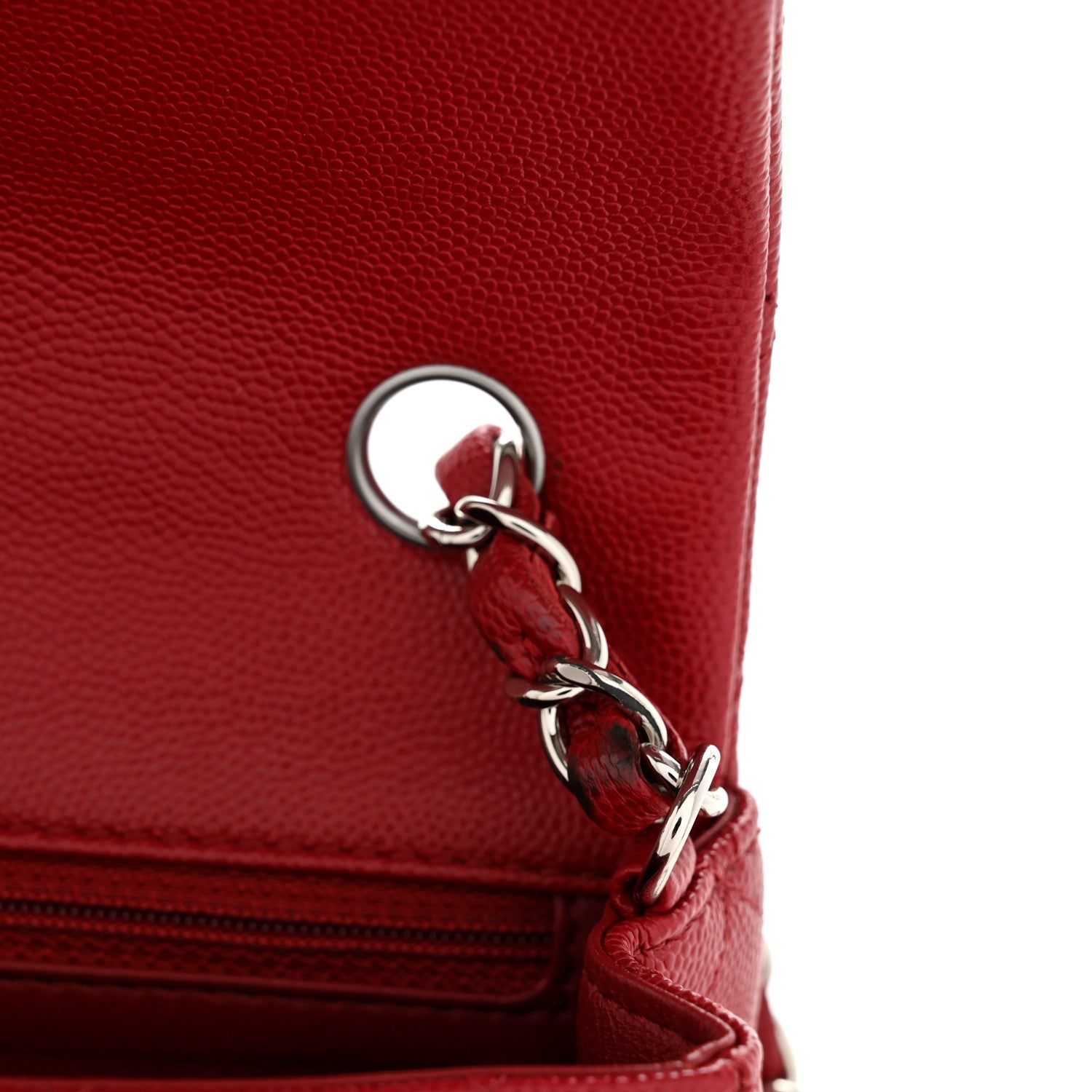Caviar Quilted Mini Rectangular Flap Dark Red