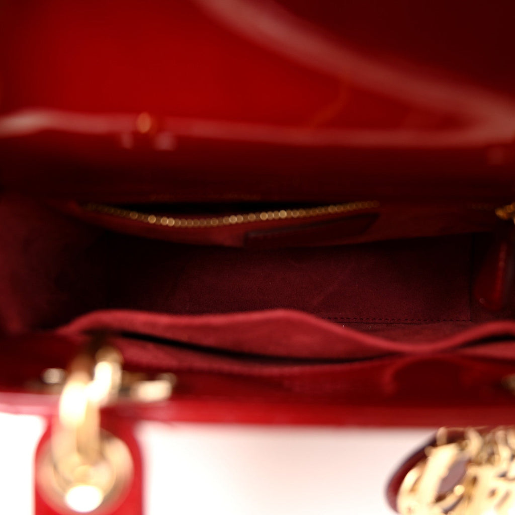 Patent Cannage Small Lady Dior Cherry Red