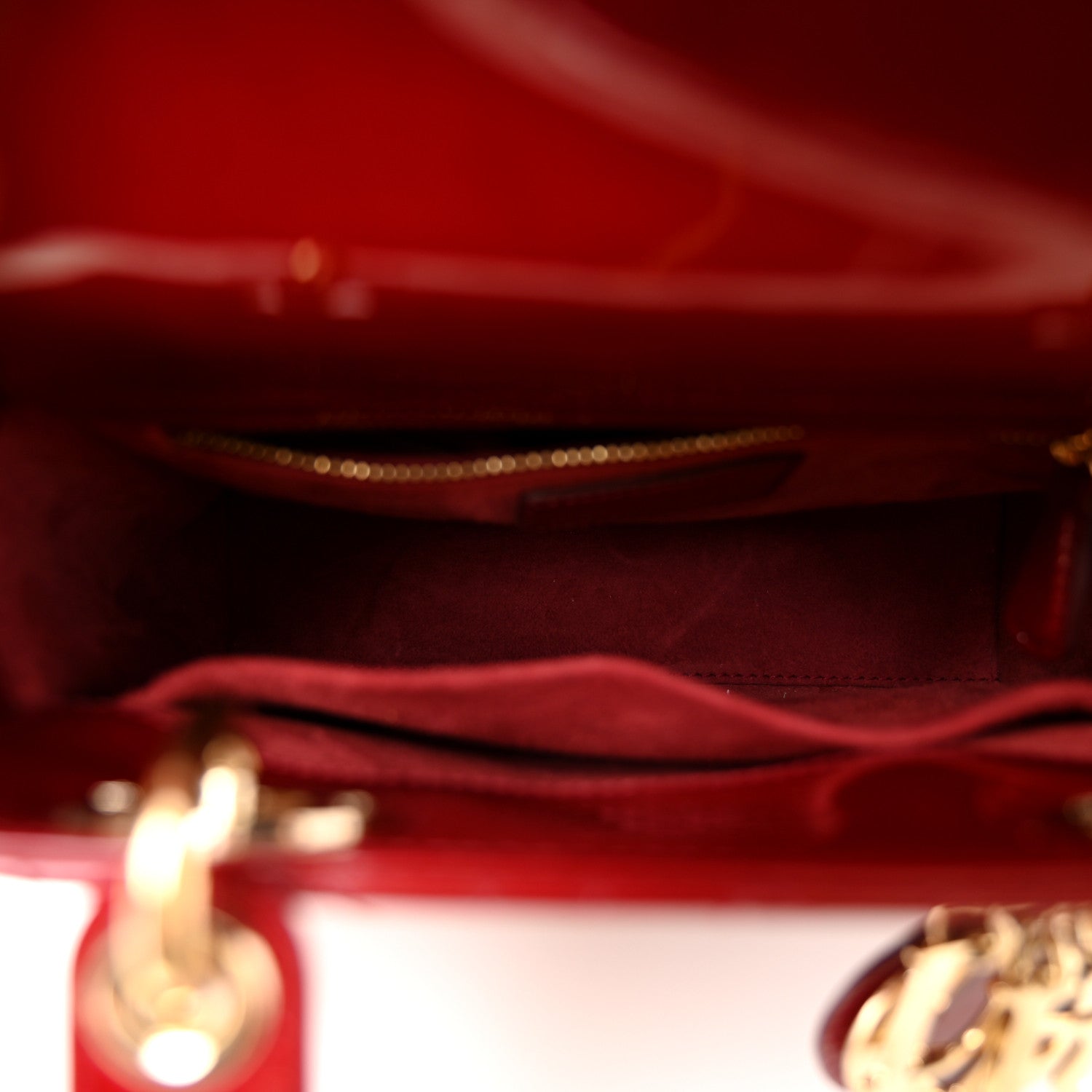 Patent Cannage Small Lady Dior Cherry Red