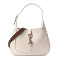 Ancora Calfskin Web Small Jackie Shoulder Bag Light Grey