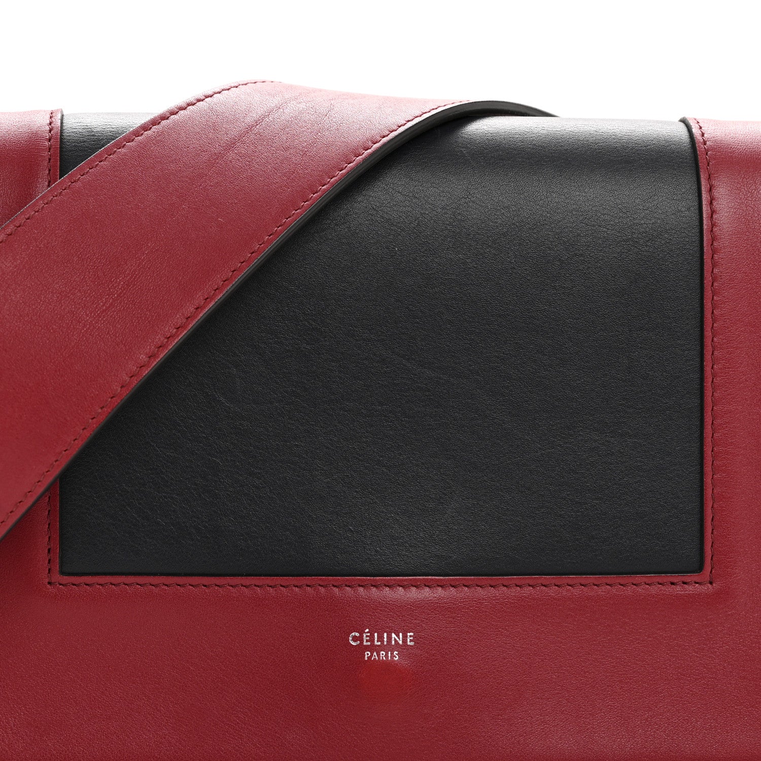 Shiny Smooth Calfskin Medium Frame Shoulder Bag Red Navy
