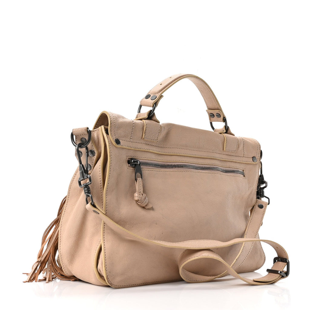 Lambskin Fringe Medium PS1 Satchel Nude