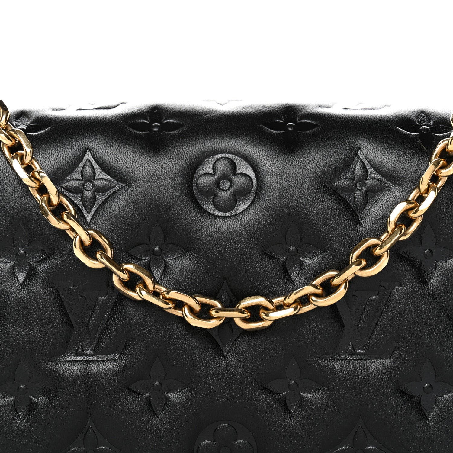 Lambskin Embossed Monogram Pochette Coussin Black