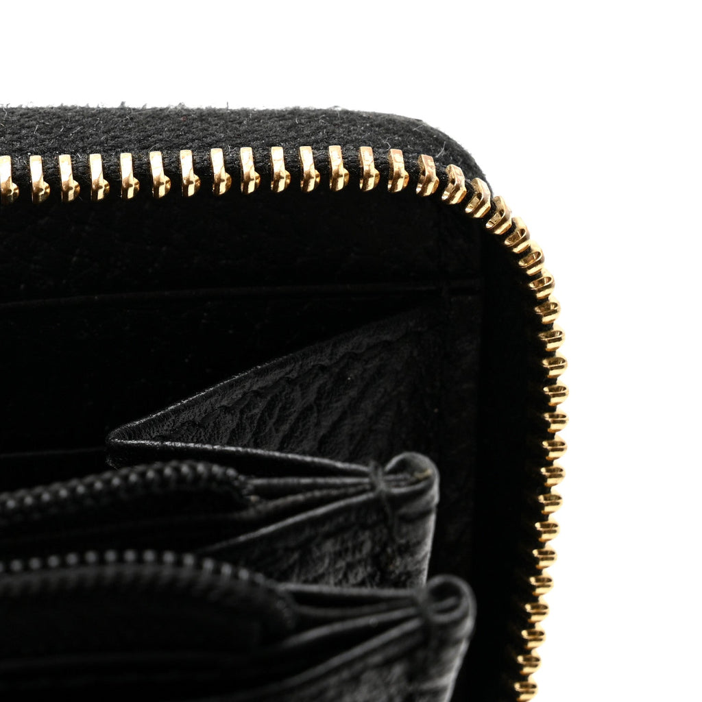 Dollar Calfskin GG Supreme Monogram GG Marmont Zip Around Wallet Black Beige Ebony