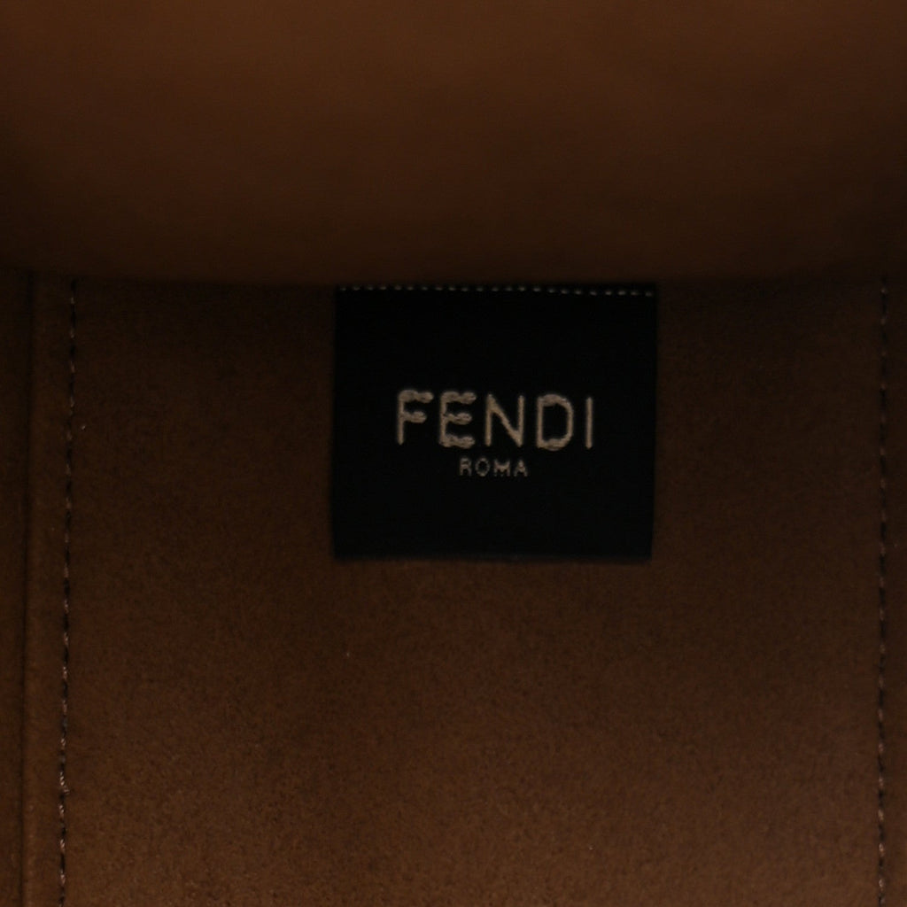Fabric Jacquard FF 1974 Logo Small Fendi Sunshine Shopper Tote Tobacco Moro Sand