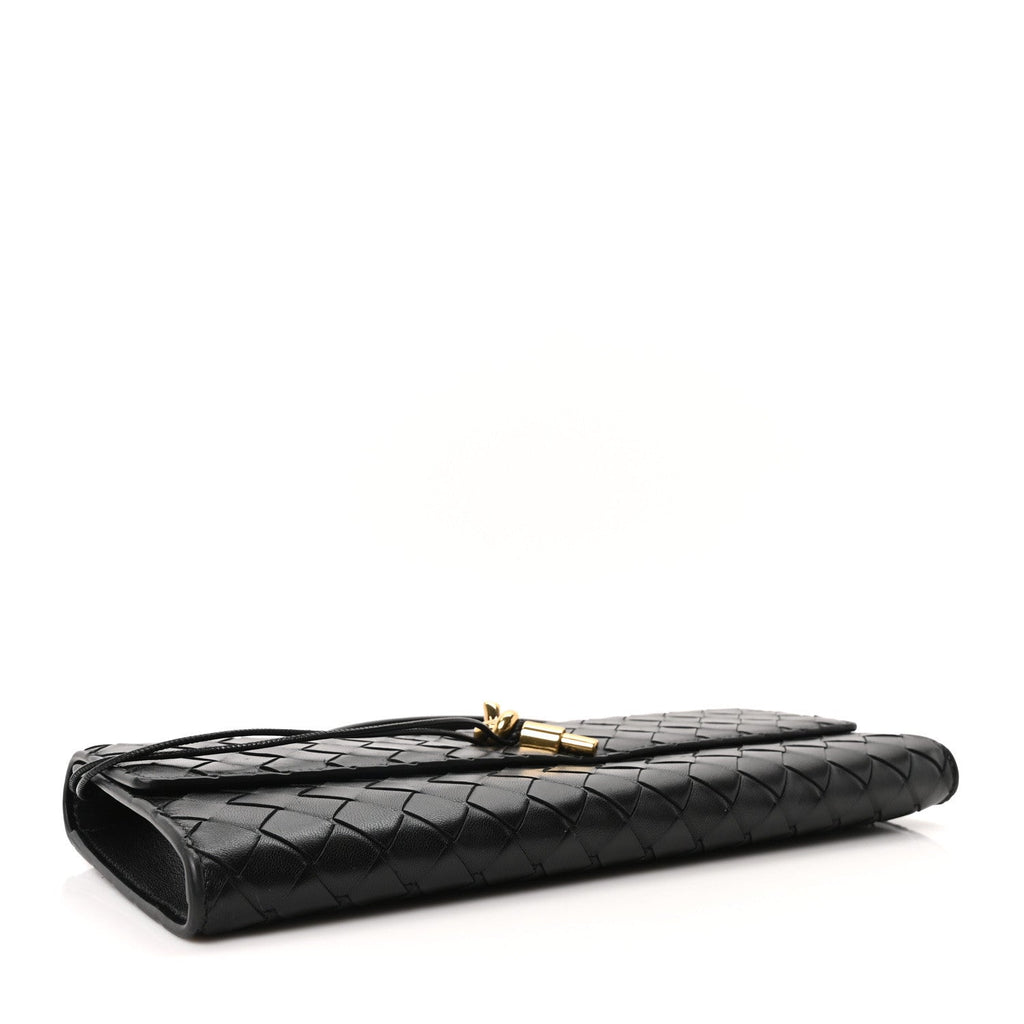 Nappa Intrecciato Long Andiamo Top Handle Clutch Black