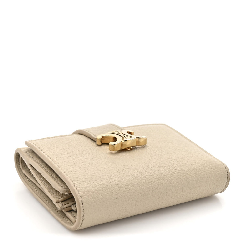 Grained Calfskin Triomphe Nino Wallet Deep Ivory