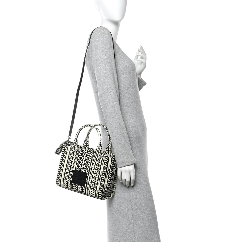 Calfskin Small The Monogram Tote Black White