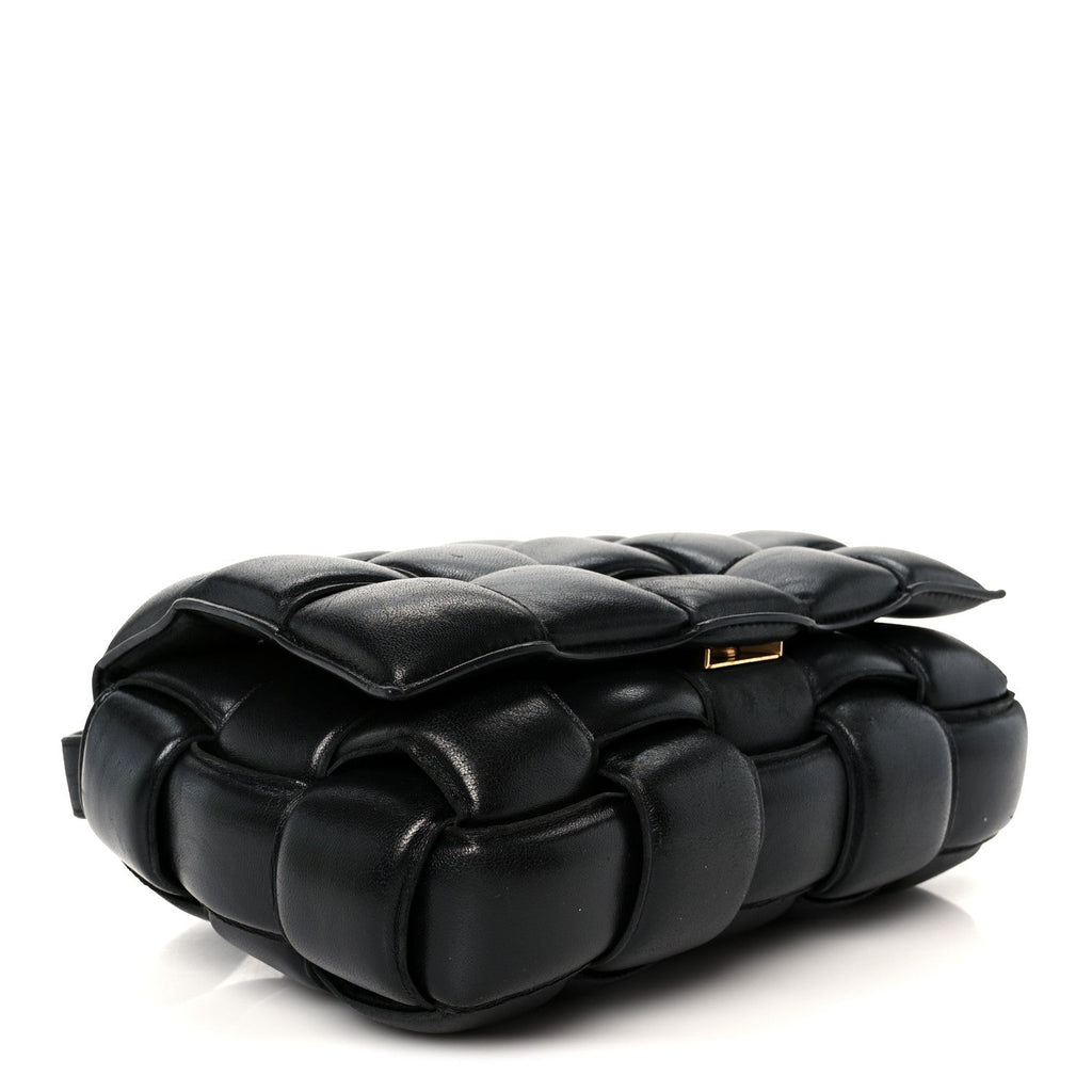 Nappa Maxi Intreccio Padded Cassette Crossbody Bag Black