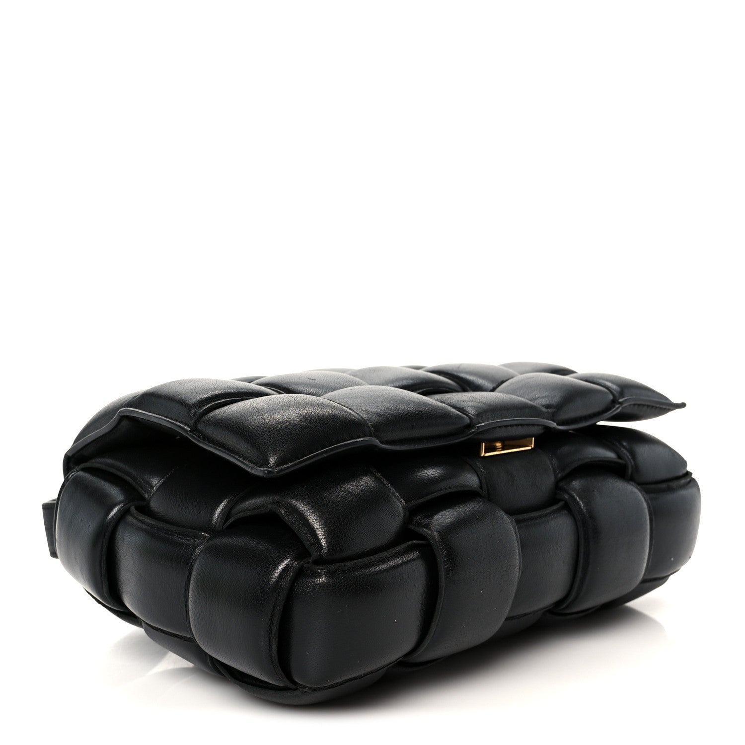 Nappa Maxi Intreccio Padded Cassette Crossbody Bag Black