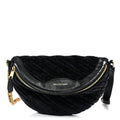 Crushed Velvet Logo Embossed XXS Souvenir Belt Bag Black