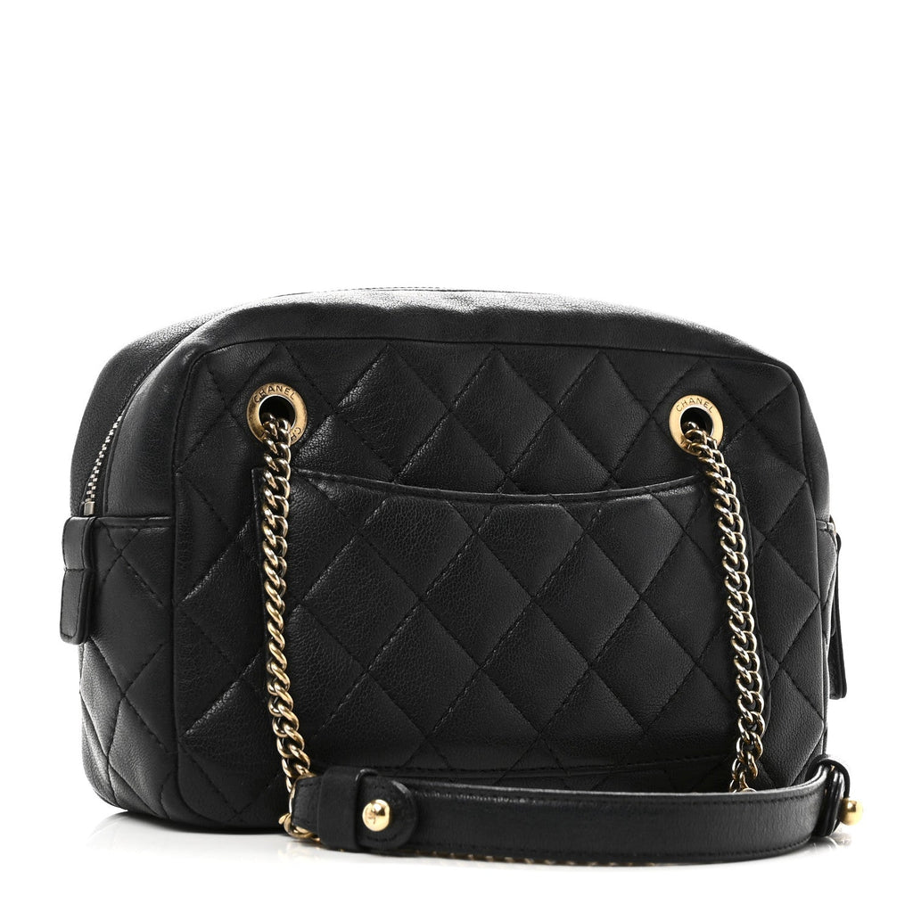 Sheepskin Quilted Trapezio Camera Case Black