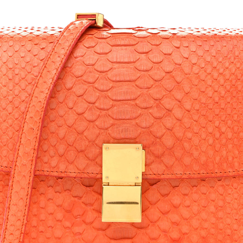 Snakeskin Medium Classic Box Flap Orange