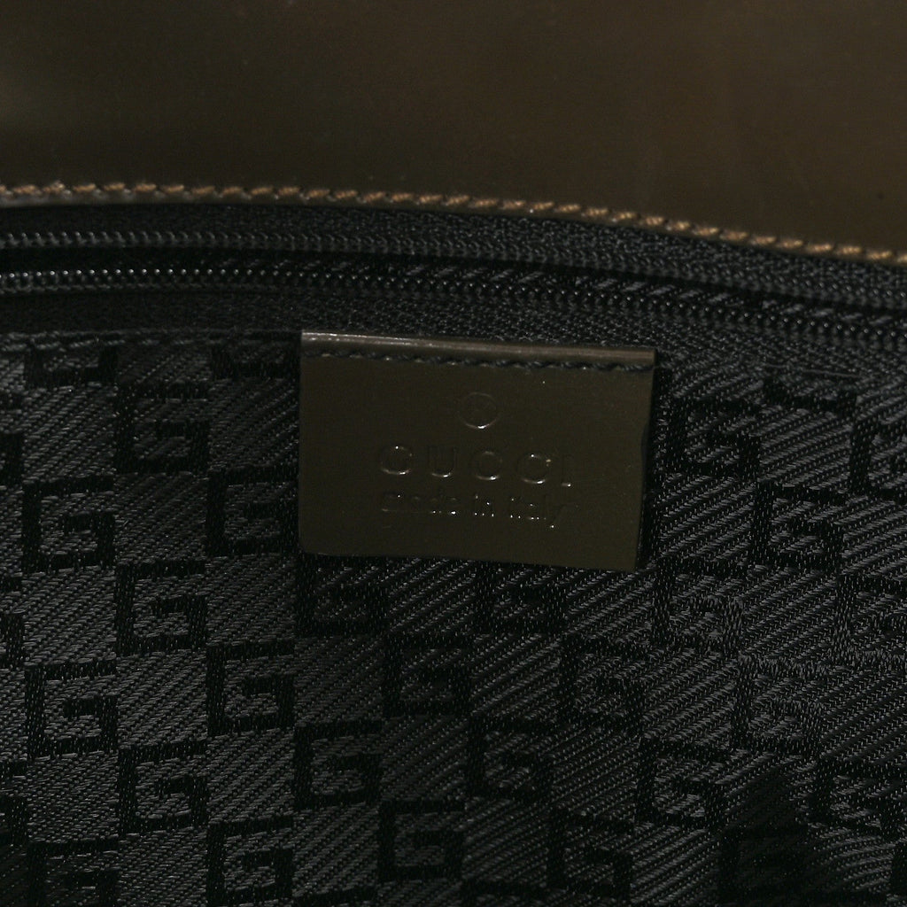 Patent Bardot Shoulder Bag Olive Green