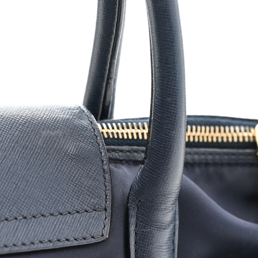 Tessuto Nylon Saffiano Shopping Tote Navy