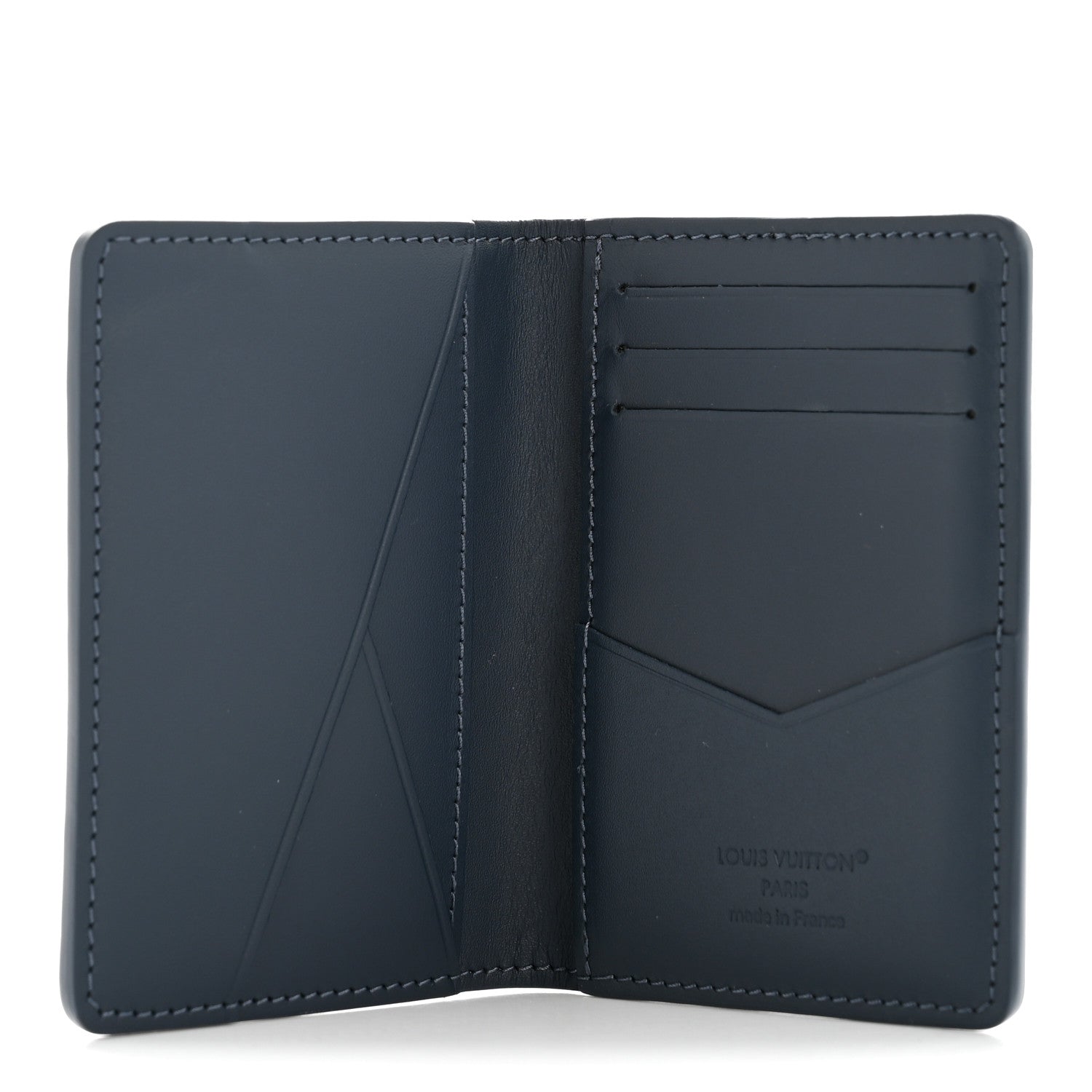 Calfskin Monogram Shadow Pocket Organizer Navy Blue White